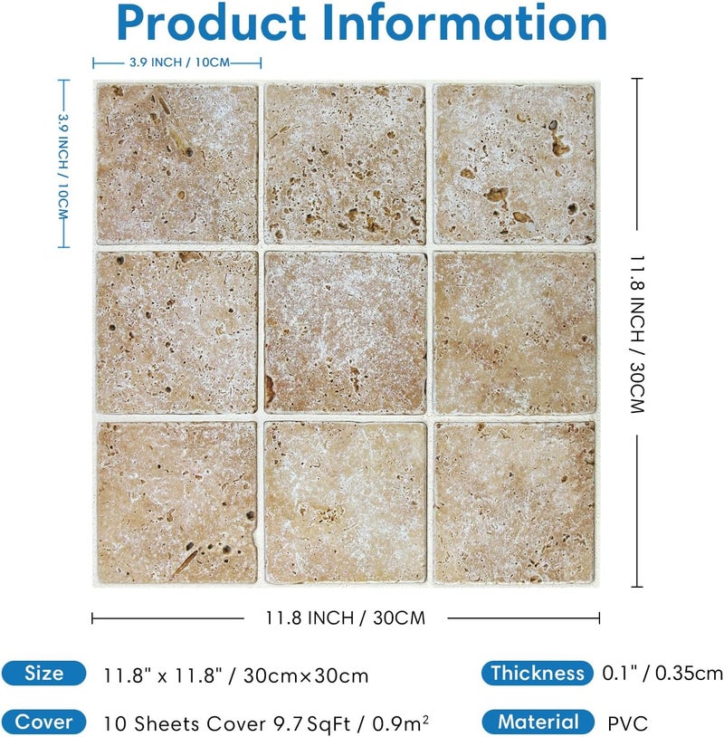 COMSTICKC 3D Faux Stone Peel and Stick Wall Panel, 10 Pcs 12"X12" Ultra-Light Thin PVC Stone Self Adhesive Fake Brick Wallpaper Backsplash for Interior Wall Decor - Image 2